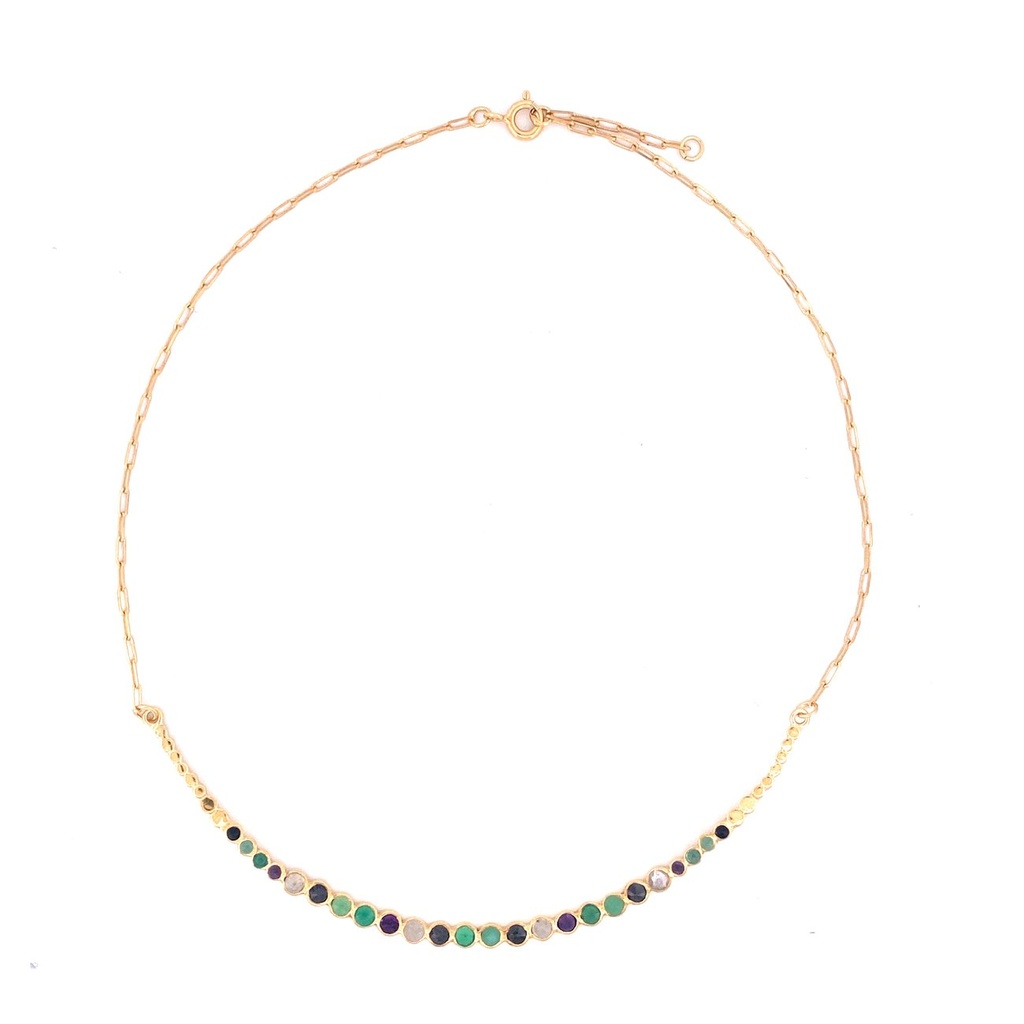 Neptune Tork onyx vert-pierre de lune-quartz fumé- améthyste