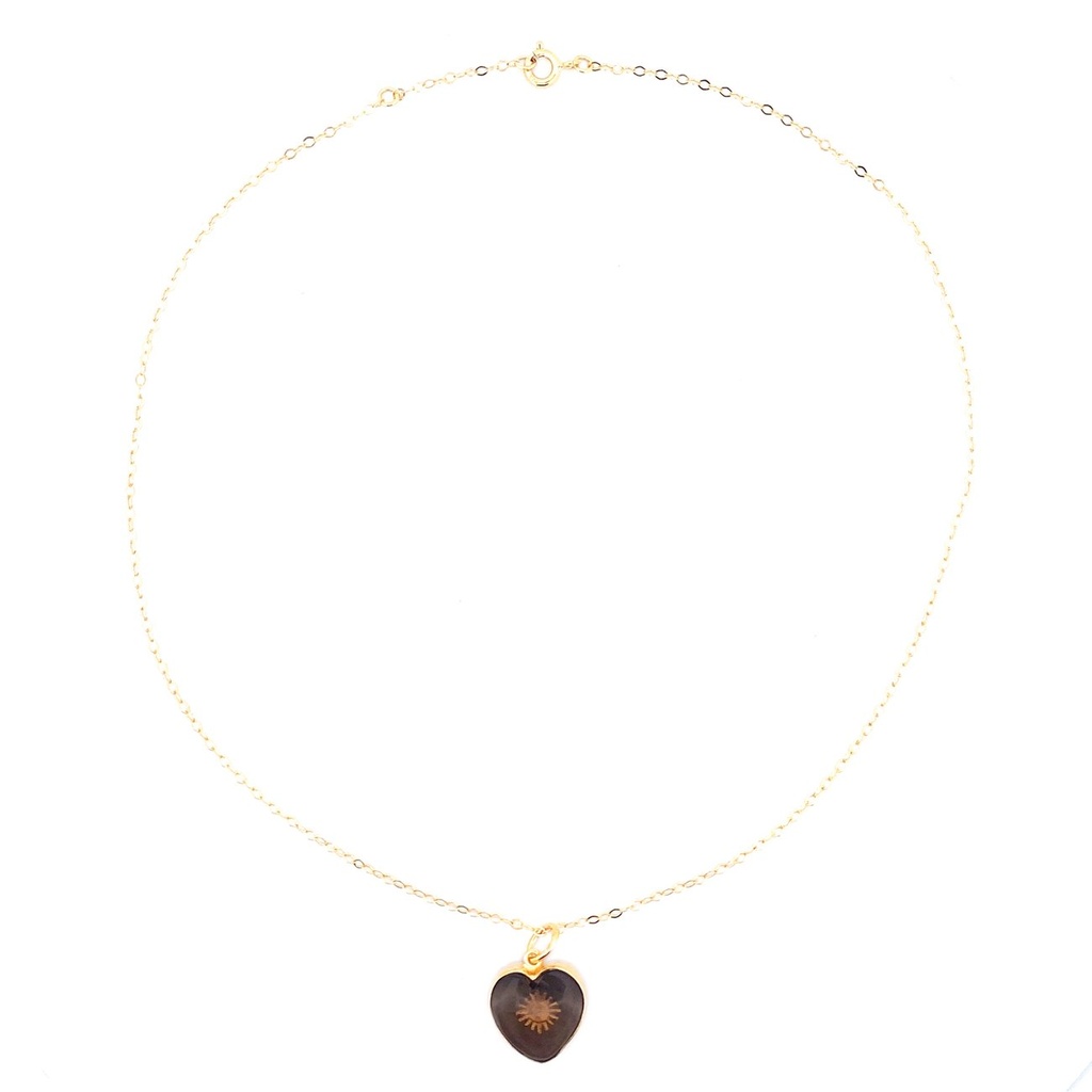 Collier Petit coeur quartz fumé