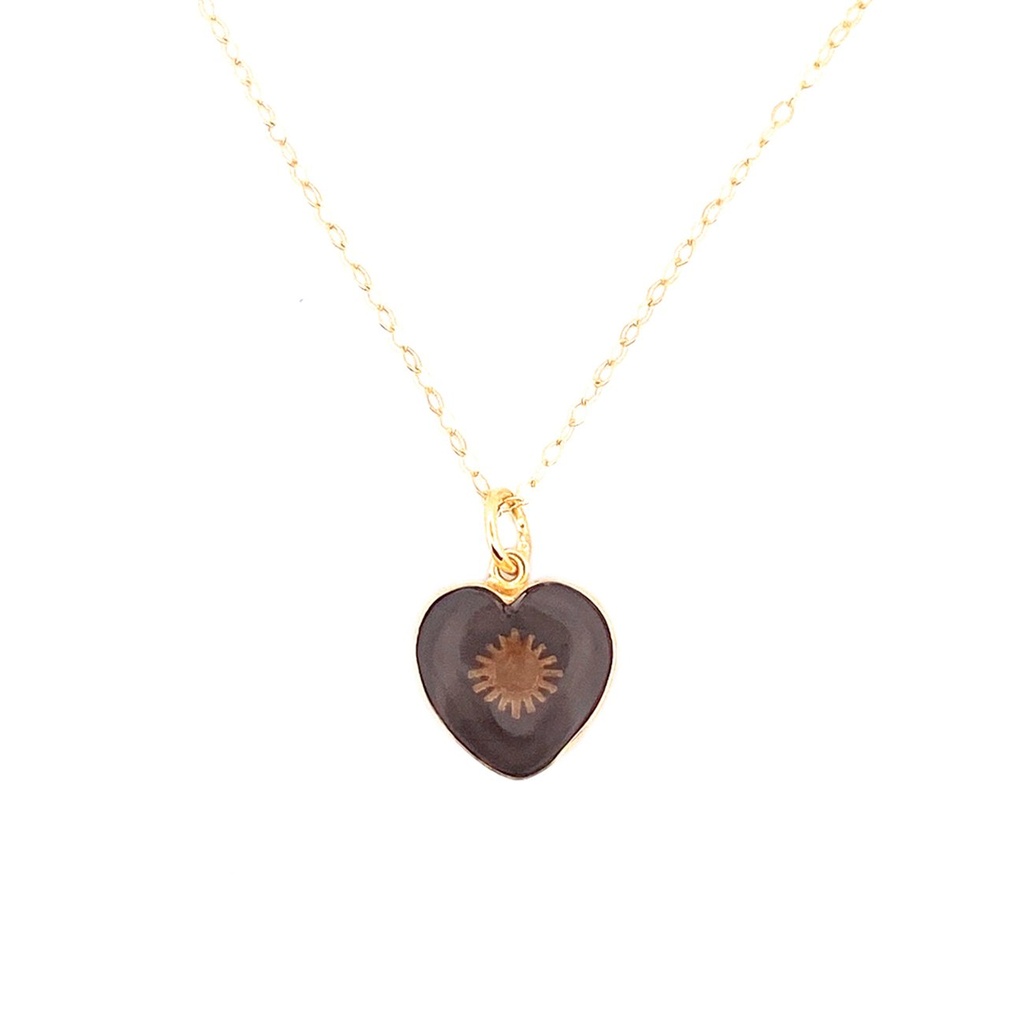 Collier Petit coeur quartz fumé