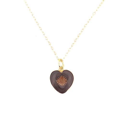 Collier Petit coeur quartz fumé