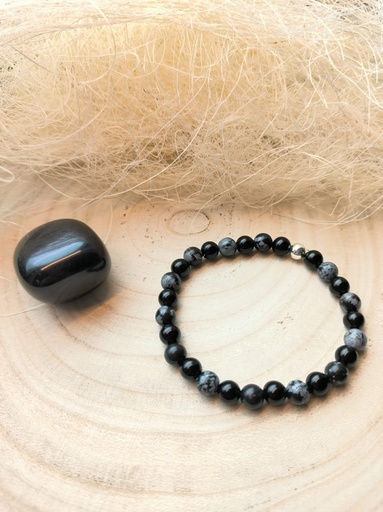 Obsidienne flocon de neige 8mm
